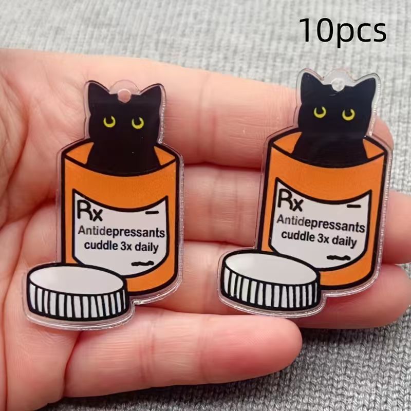 Jewelry Making Pendants - 10pcs acrylic medicine cat pendant, DIY