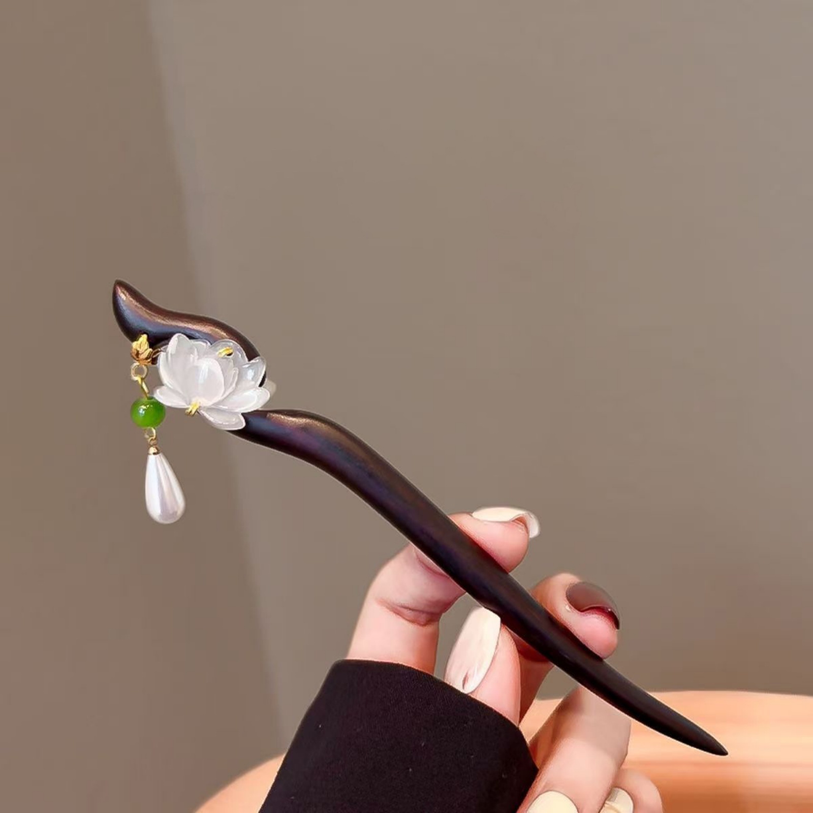 Jewelry Making For Adults - 1PC Elegant Lotus Wood Hair Stick