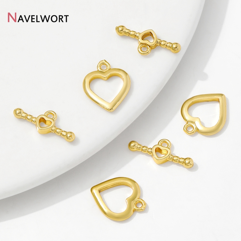 Toggle Clasp Gold - 14K Gold Plated Brass Heart OT