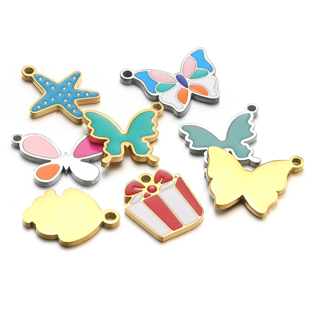 Jewelry Making For 5 Year Old - 5pcs Stainless Steel Star Butterfly Leaf