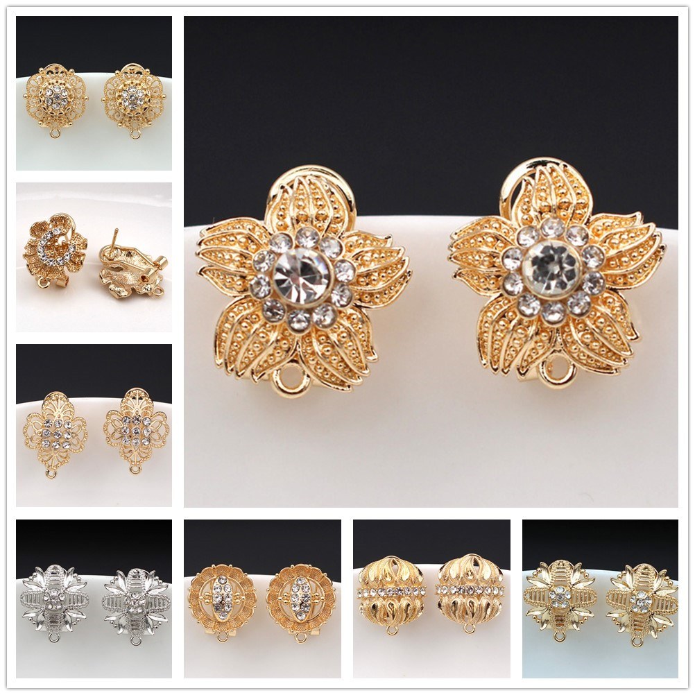 Jewelry Making Dubai - 10pair CZ Flower Earrings Post with