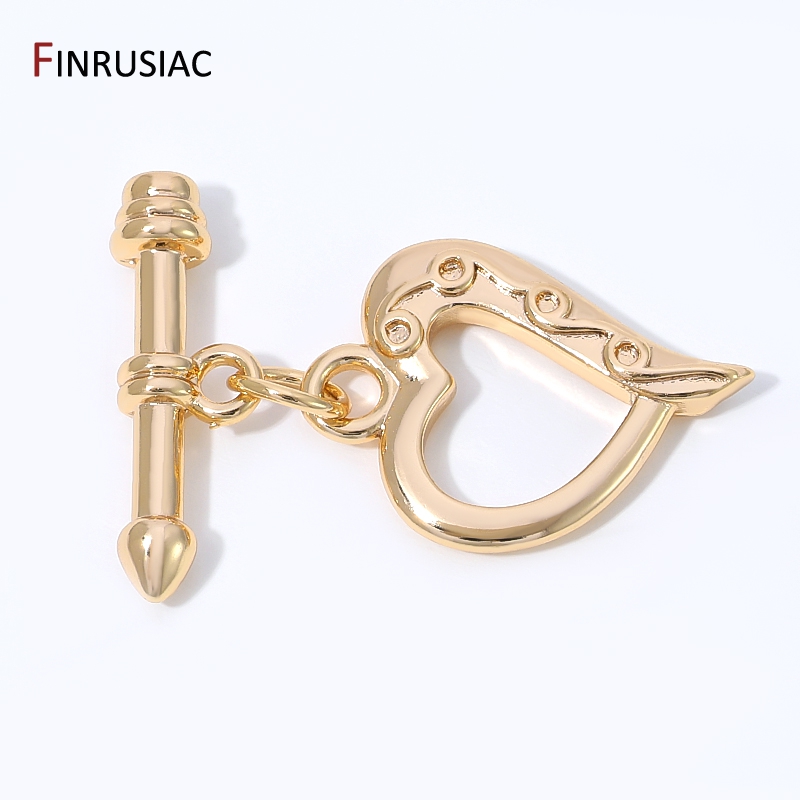 Toggle Clasp Gold - 14K Gold Plated Brass Heart Shape