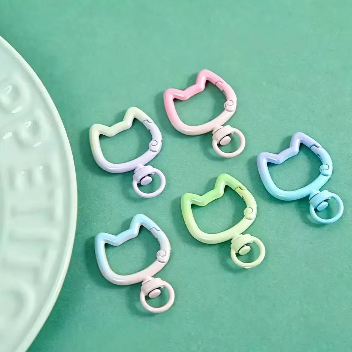 Jewelry Making Designs - 5-10PCS Gradient Cute Cat Clasp Openable