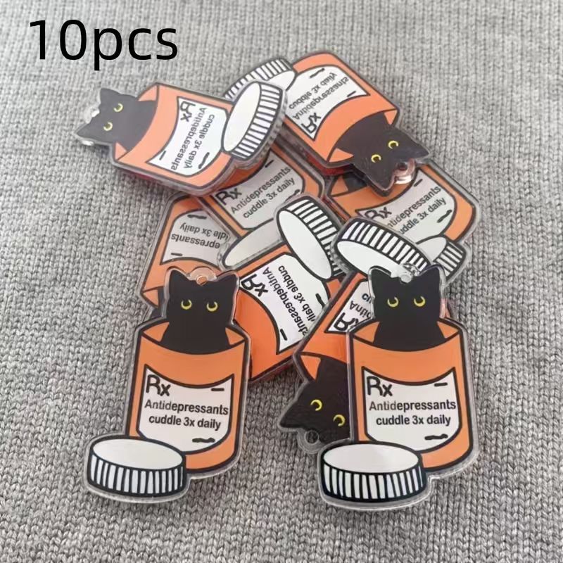 10pcs acrylic medicine cat pen - Jewelry Making Pendants ulasan dan harga