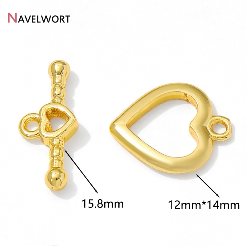 14K Gold Plated Brass Heart OT - Toggle Clasp Gold ulasan dan harga