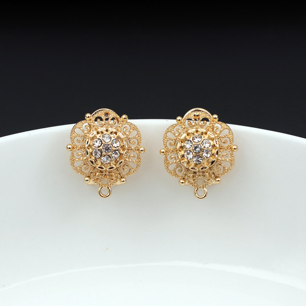 10pair CZ Flower Earrings Post - Jewelry Making Dubai ulasan dan harga
