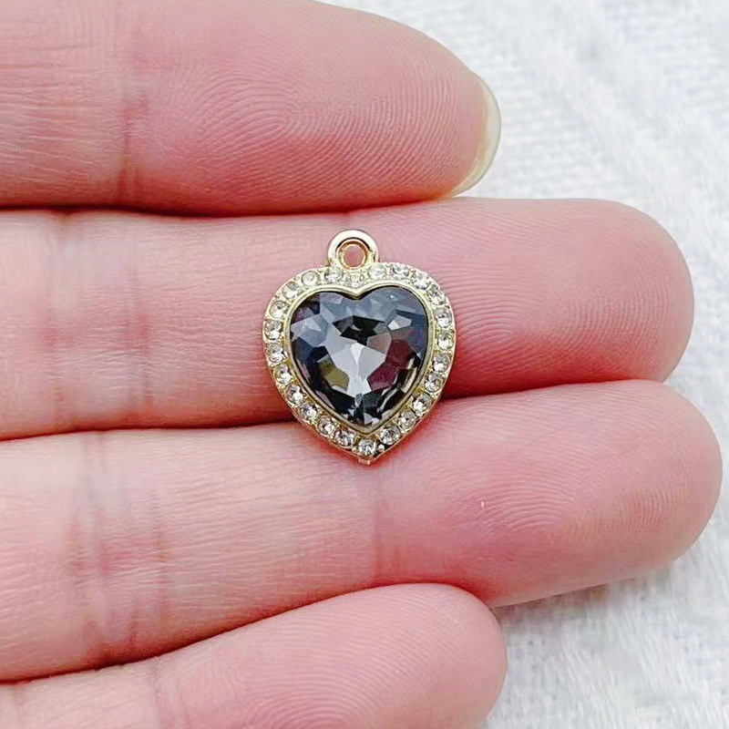 10pcs heart-shaped inlaid colo - Jewelry Making Brass ulasan dan harga