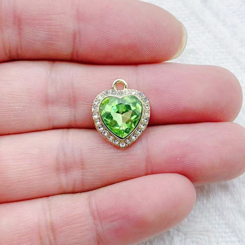 10pcs heart-shaped inlaid colo - Jewelry Making Brass ulasan dan harga