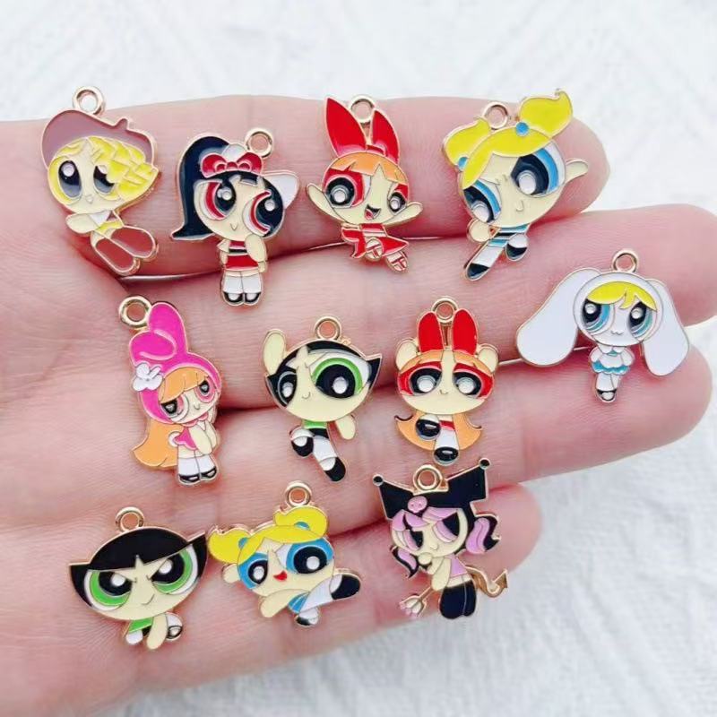 10pcs Alloy Oil-Dripping Carto - Jewelry Making Pendants ulasan dan harga
