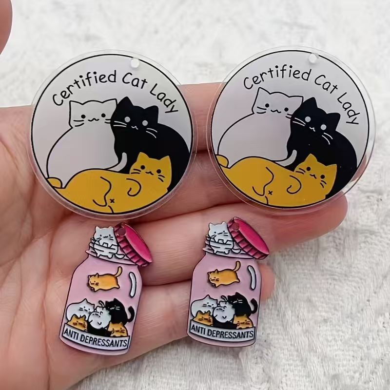 10pcs acrylic cute cat pendant - Jewelry Making Pendants ulasan dan harga