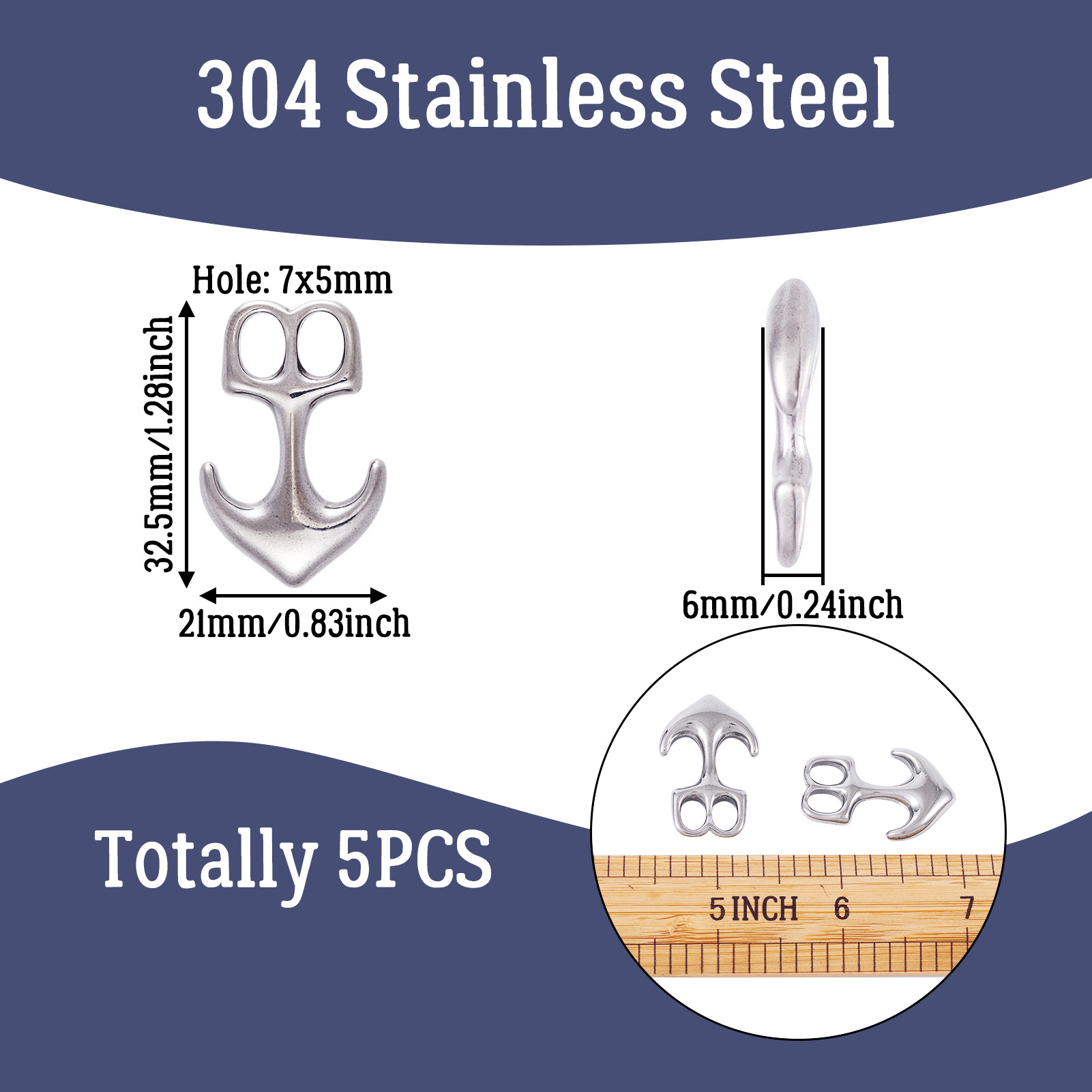 5pcs Anchor Hook Clasps 304 St - Jewelry Making For Adults ulasan dan harga