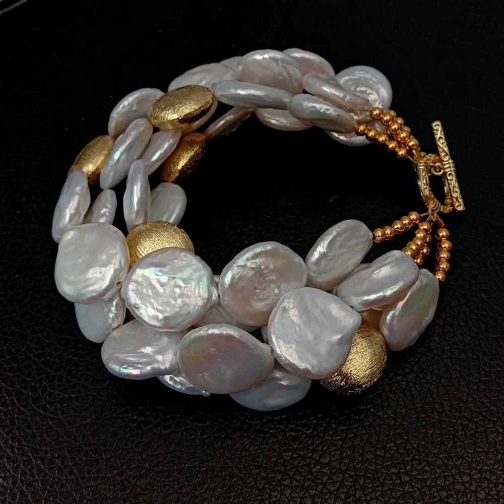 YYGEM Natural  4Strands  Cultu - Toggle Clasp Gold ulasan dan harga