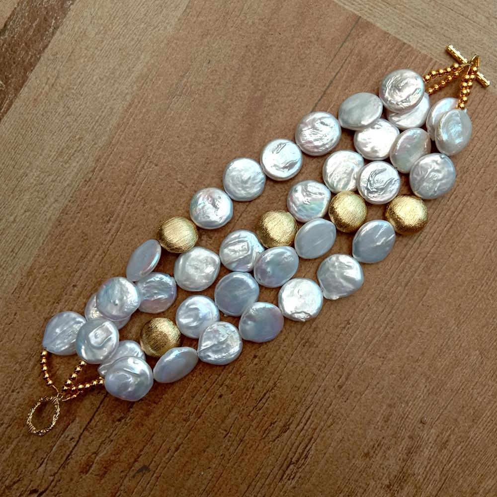 YYGEM Natural  4Strands  Cultu - Toggle Clasp Gold ulasan dan harga