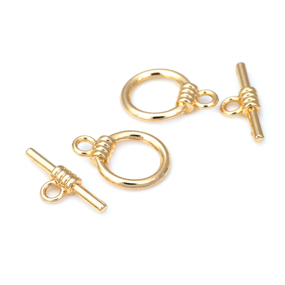 18K Gold Color Round Ring Circ - Toggle Clasp Gold ulasan dan harga