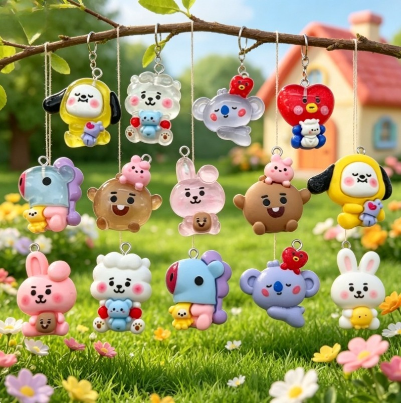 7pcs BT21 Resin Cartoon Charm  - Jewelry Making Brass ulasan dan harga