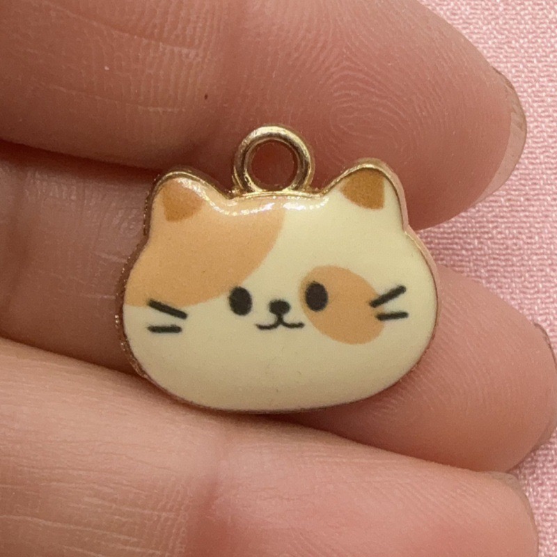 12pcs Printed Cat Head Alloy D - Jewelry Making Pendants ulasan dan harga