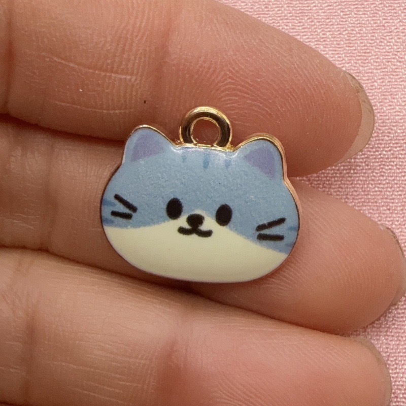 12pcs Printed Cat Head Alloy D - Jewelry Making Pendants ulasan dan harga