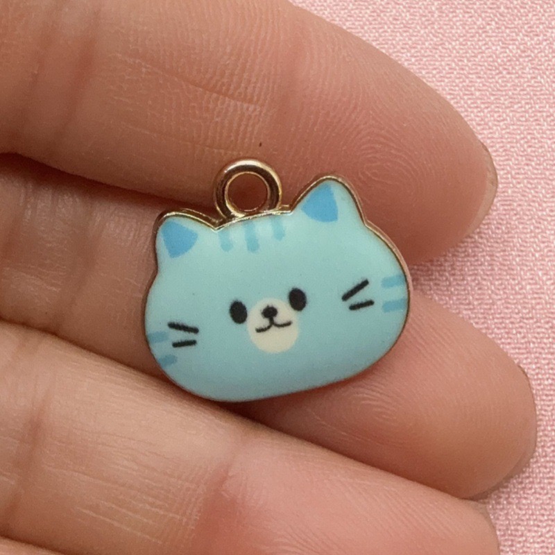 12pcs Printed Cat Head Alloy D - Jewelry Making Pendants ulasan dan harga
